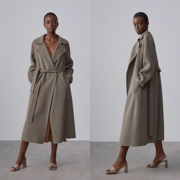 Silk Maison Jackets & Blazers - Silk Maison Maison Earth-Tone Belted Wool Coat